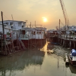 The stilt houses under sunset at Tai O