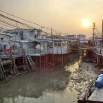 The stilt houses under sunset at Tai O