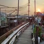 The stilt houses under sunset at Tai O