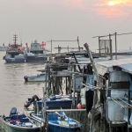 The stilt houses under sunset at Tai O